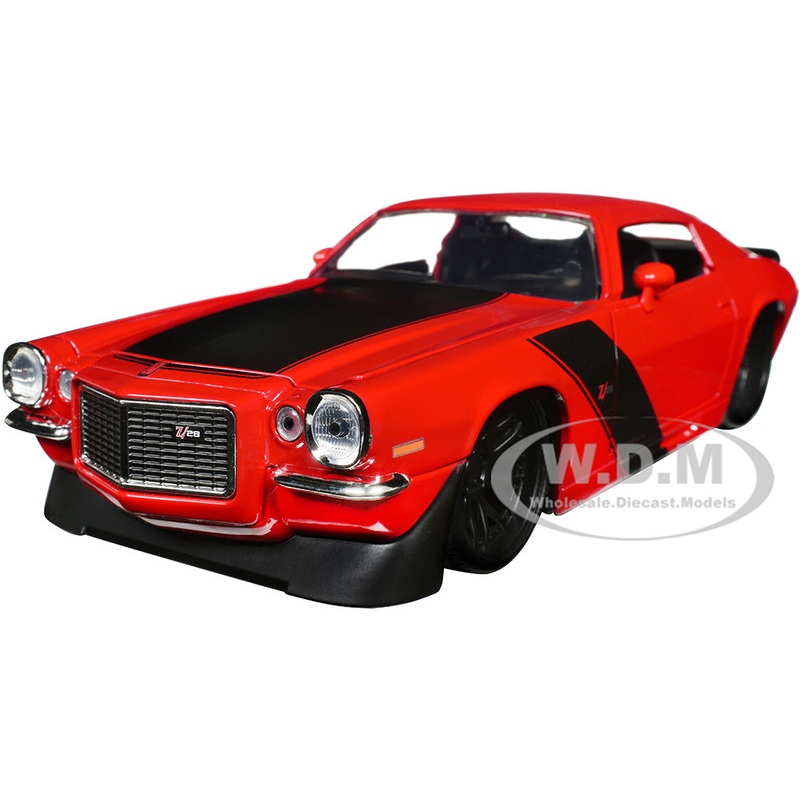 1971 Chevrolet Camaro Z/28 Red with Matt Black Stripes Bigtime Muscle Series 1/24 Diecast Model Car by Jada