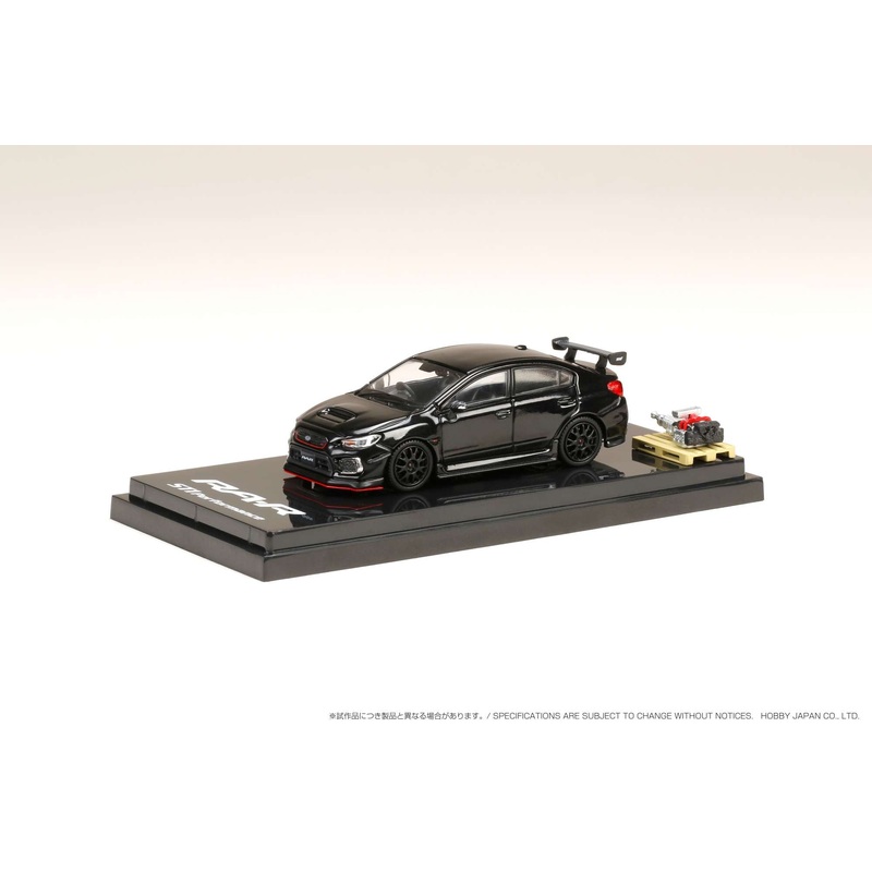 Hobby Japan 1:64 Subaru WRX STI RA-R Full-Option / With Engine Display Model in Crystal Black Silica