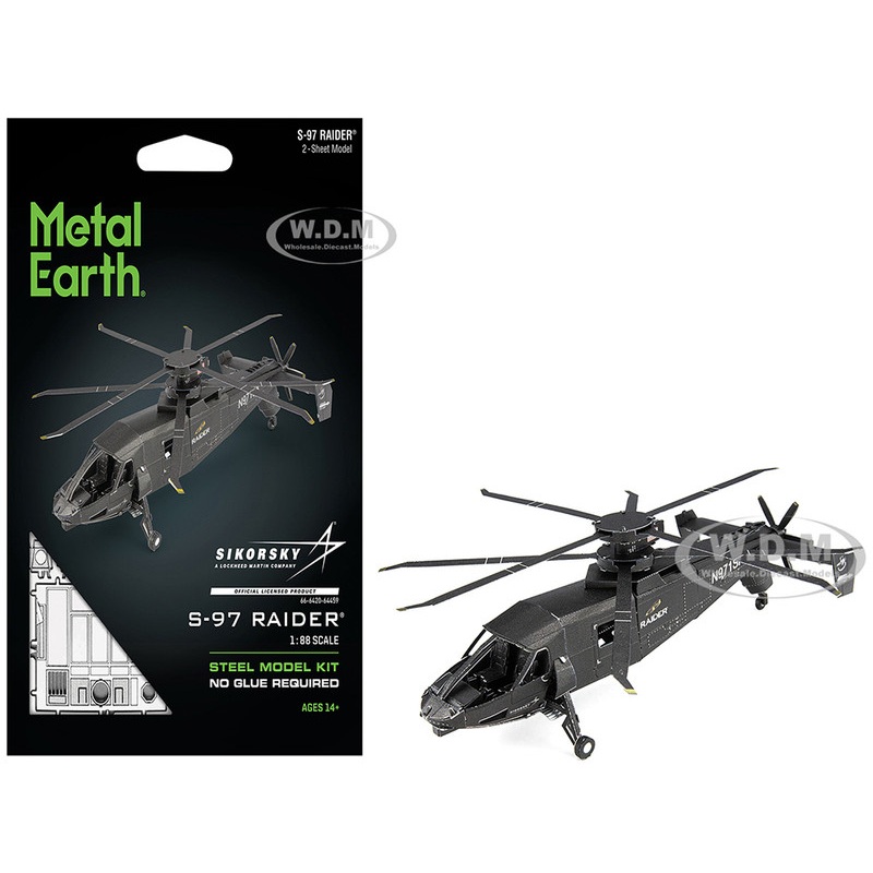 Model Kit Sikorsky S-97 Raider Attack Helicopter United States Army (Challenging Difficulty) Steel Model by Metal Earth