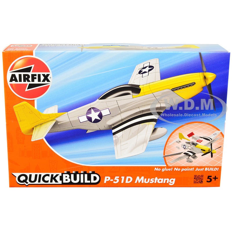 Skill 1 Model Kit P-51D- Mustang Snap Together Painted Plastic Model Airplane Kit by Airfix Quickbuild