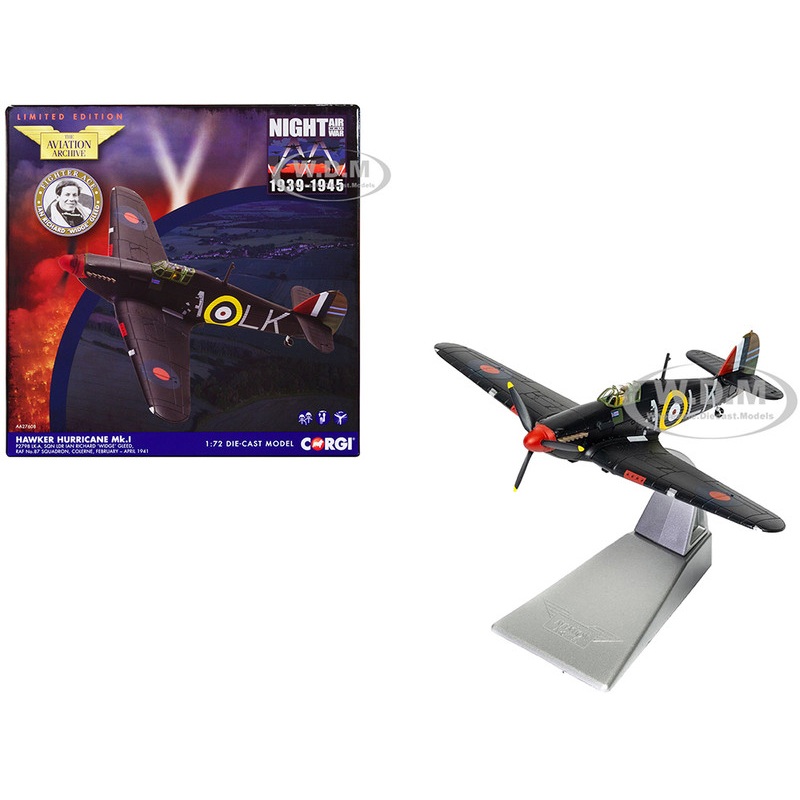 Hawker Hurricane Mk.I Fighter Aircraft Sqn Ldr. Ian Richard ‘Widge’ Gleed, No.87 Sqn, Colerne (1941) British Royal Air Force The Aviation Archive Series 1/72 Diecast Model by Corgi