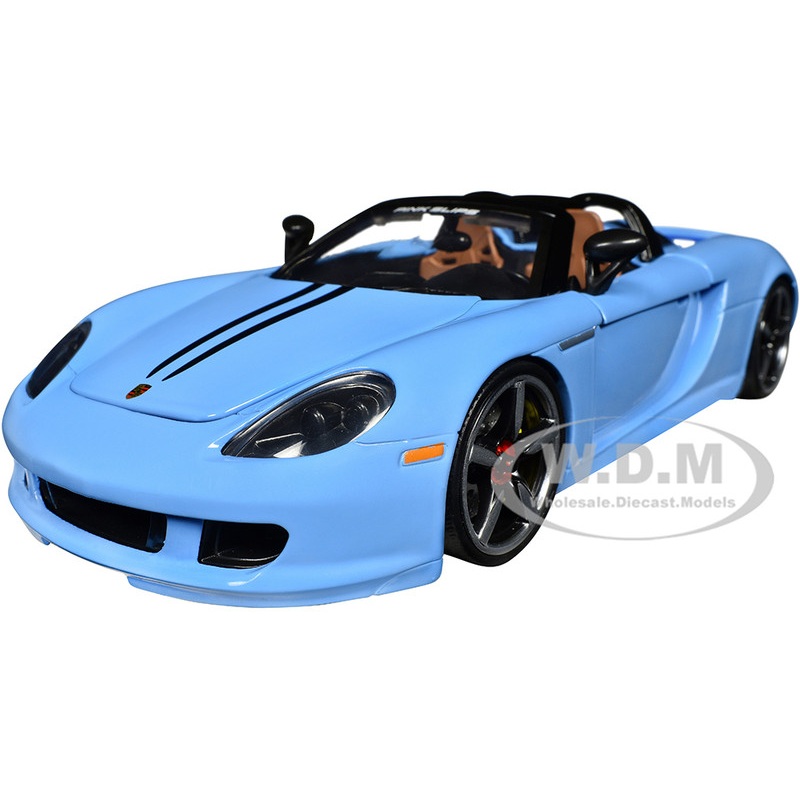 Porsche Carrera GT Convertible Blue with Black Stripes Pink Slips Series 1/24 Diecast Model Car by Jada