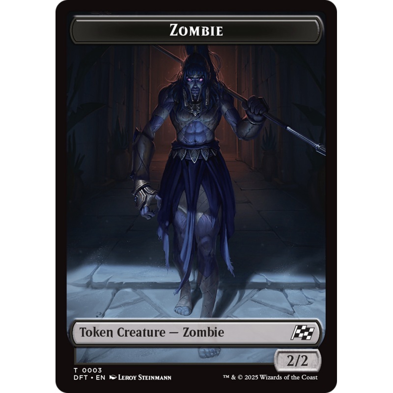 Zombie Warrior // Zombie (0003) Double-Sided Token [Aetherdrift Commander Tokens]