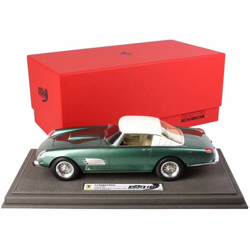 Ferrari Superfast 4.9 S/N 0719SA Green Metallic with White Top Cavallino Classic (2008) with DISPLAY CASE Limited Edition to 64 pieces Worldwide 1/18 Model Car by BBR