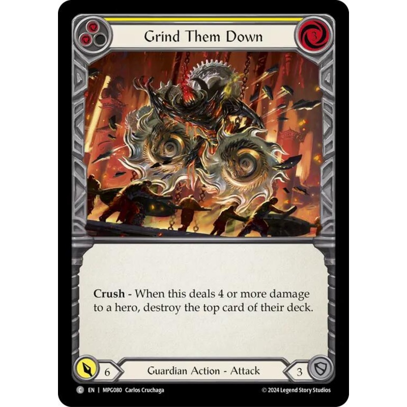 Grind Them Down (Yellow) [MPG080] (Mastery Pack Guardian)  Rainbow Foil