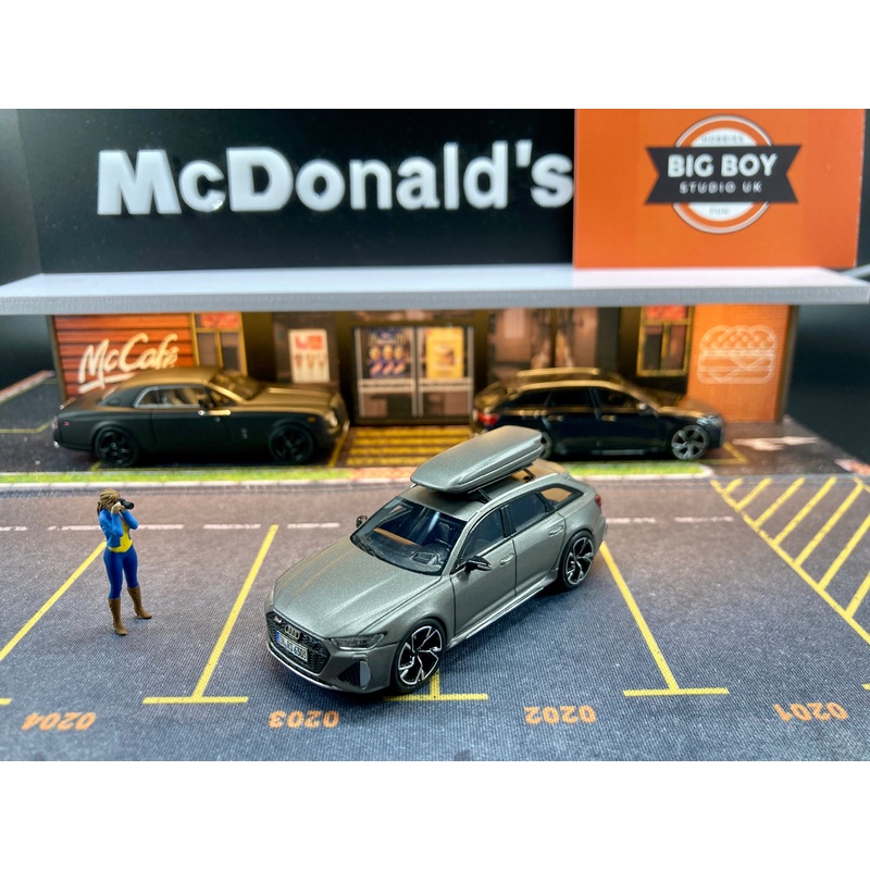 [Premium Resin Model] Stance Hunters 1/64 Audi RS6 Avant with Removable Roof Box – Matt Grey