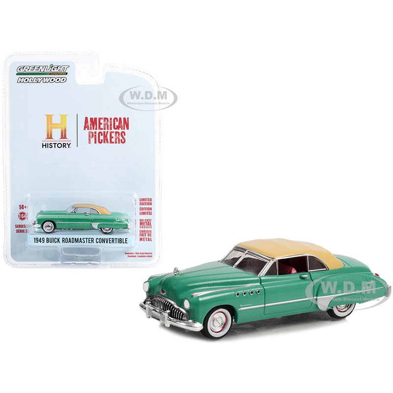 1949 Buick Roadmaster Convertible Green with Tan Soft Top American Pickers (2010-Current) TV Series Hollywood Series Release 37 1/64 Diecast Model Car by Greenlight