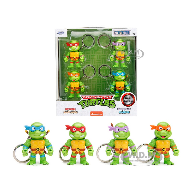 Set of 4 Diecast Figure Key Chains Teenage Mutant Ninja Turtles TV Series Metalfigs Series Diecast Models by Jada