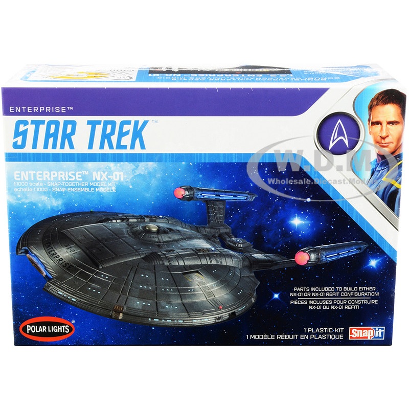 Skill 2 Snap Model Kit Enterprise NX-01 Starship Star Trek: Enterprise (2001-2005) TV Series 1/1000 Scale Model by Polar Lights