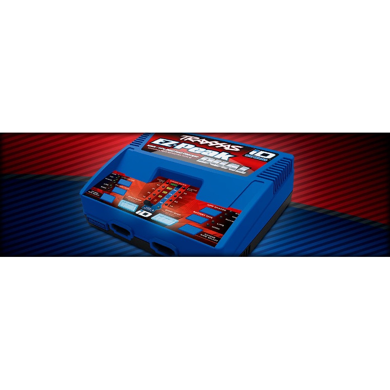 TRAXAS CHARGER – EZ-PACK DUAL 8-AMP NiMH / LiPO WITH iD AUTO BATTERY IDENTIFICATION