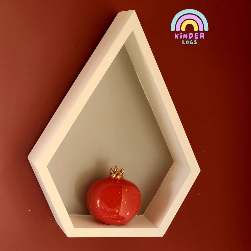 White Diamond-Shape Wall-Hanging With A Grey Background