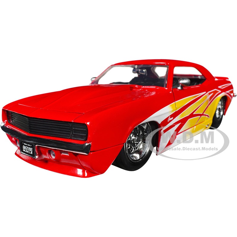 1969 Chevrolet Camaro Red with Graphics BigTime Muscle Series 1/24 Diecast Model Car by Jada