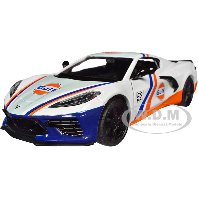 2020 Chevrolet Corvette C8 #52 White and Light Blue with Stripes Gulf Oil Gulf Die-Cast Collection 1/24 Diecast Model Car by Motormax
