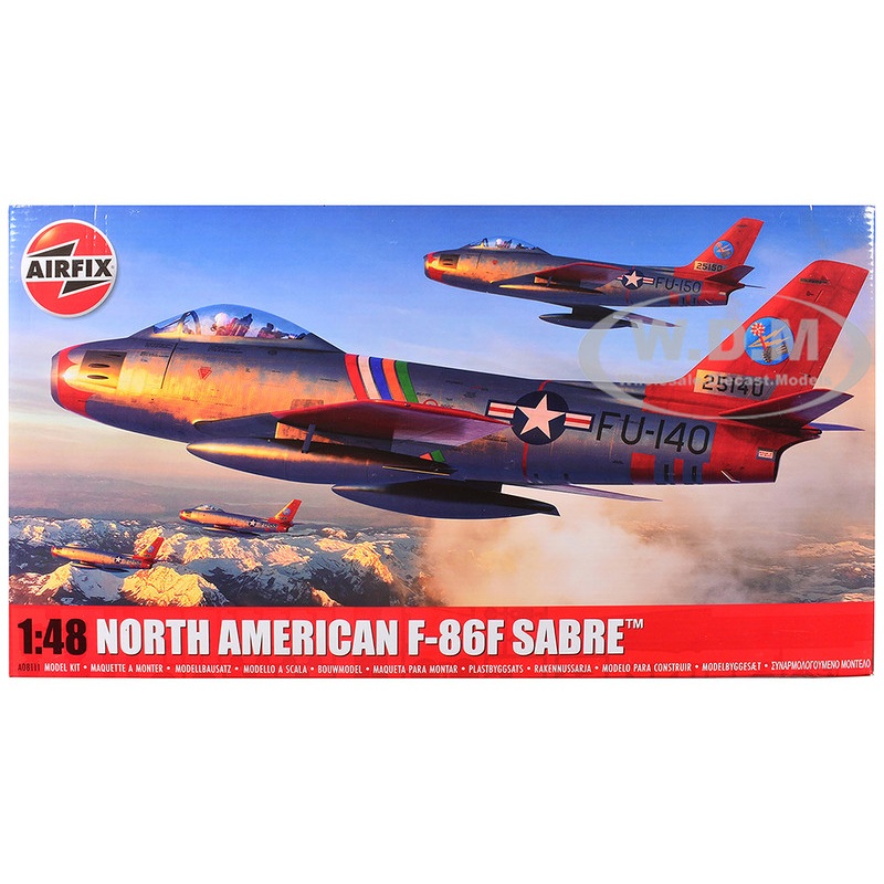 Level 2 Model Kit North American F-86F Sabre Aircraft with 2 Scheme Options 1/48 Plastic Model Kit by Airfix