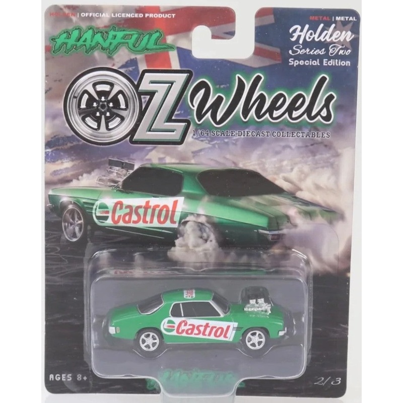 OZ WHEELS – HANDFUL – CASTROL BLOWN HOLDEN HQ MONARO COUPE – OCTANE ILAND LIVERY – 1:64 SCALE DIECAST MODEL – SERIES 2- DDA
