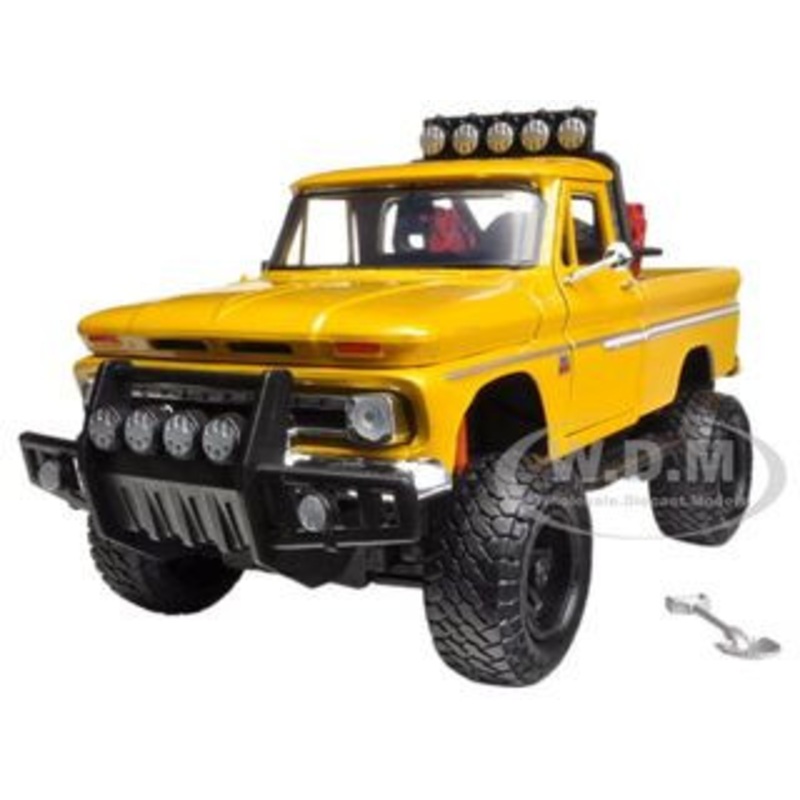 1966 Chevrolet C10 Fleetside Pickup Truck Off Road Yellow 1/24 Diecast Model by Motormax