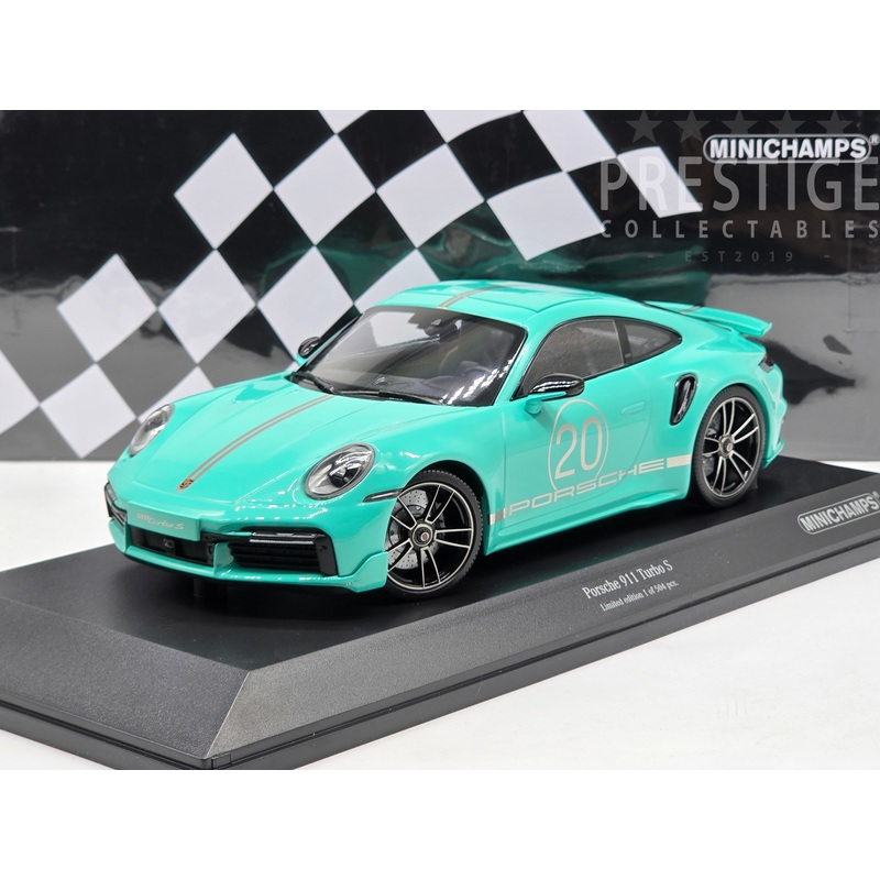 Minichamps 2021 Porsche 911 Turbo S (992) Sport Design Package Teal 1:18 – New