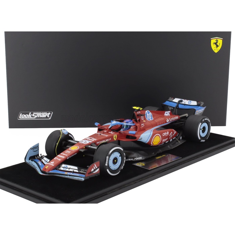 FERRARI | F1  SF-24 TEAM SCUDERIA FERRARI N 55 5th MIAMI GP 2024 CARLOS SAINZ – CON VETRINA – WITH SHOWCASE