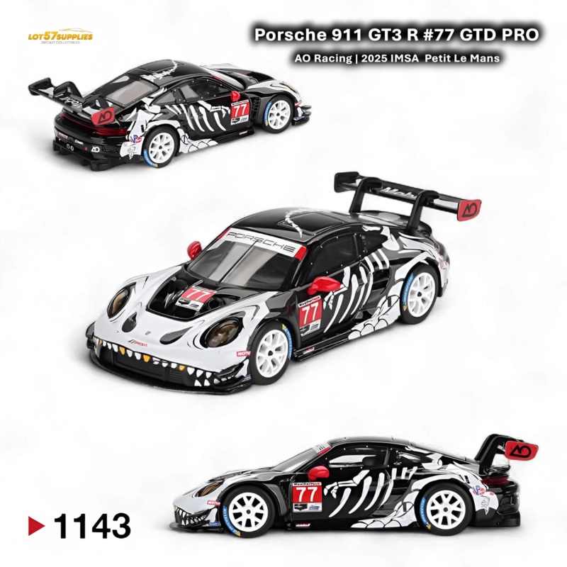 (Pre-Order) MiniGT Porsche 911 GT3 R – #77 AQ Racing 2025 IMSA Petit Le Mans Skeleton – 1:64