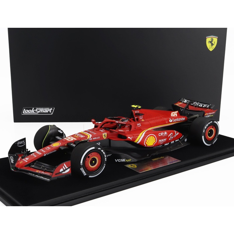 FERRARI | F1  SF-24 TEAM SCUDERIA FERRARI N 55 3rd BAHRAIN GP 2024 CARLOS SAINZ – CON VETRINA – WITH SHOWCASE