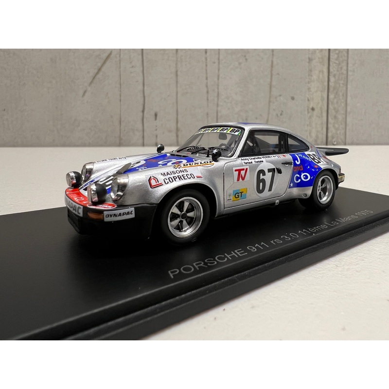 Porsche 911 RS 3.0 No.67 11th 24H Le Mans 1975 – A-C. Verney -Y. Fontaine – C. Tarnaud – 1:43 Scale Resin Model Car – Spark
