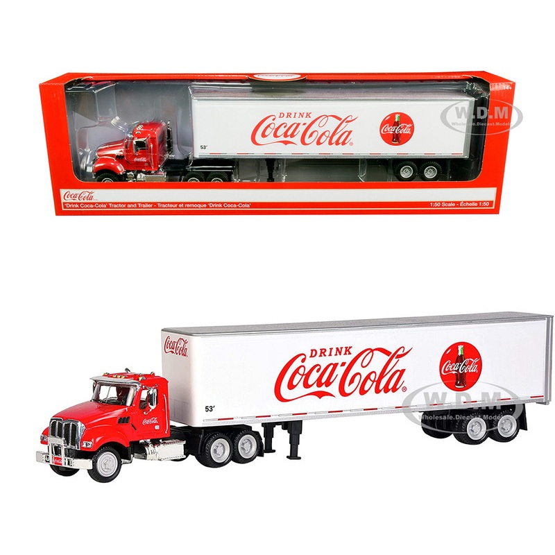 Truck Tractor with 53′ Trailer Drink Coca-Cola Red and White 1/50 Diecast Model by Motor City Classics