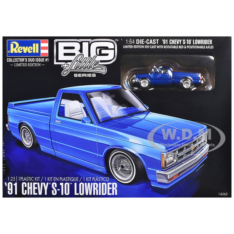 Level 4 Model Kit 1991 Chevrolet S-10 Lowrider Pickup Truck with 1/64 Diecast Version Included Big + Little Series 1/25 Scale Model by Revell