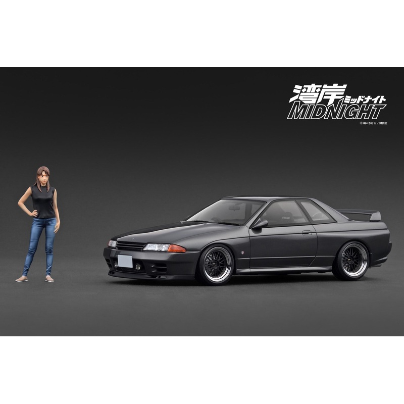 *PREORDER* Ignition Model 1:18 Nissan Skyline GT-R (R32) Gun Metallic MIDNIGHT Reina’s R with Ms. Reina Akikawa Figure