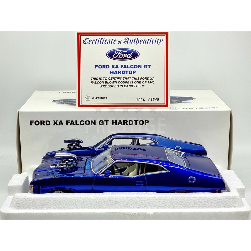 AUTOart Ford XA GT Falcon Blown Hardtop Coupe Candy Blue Street 1:18 Scale – Used