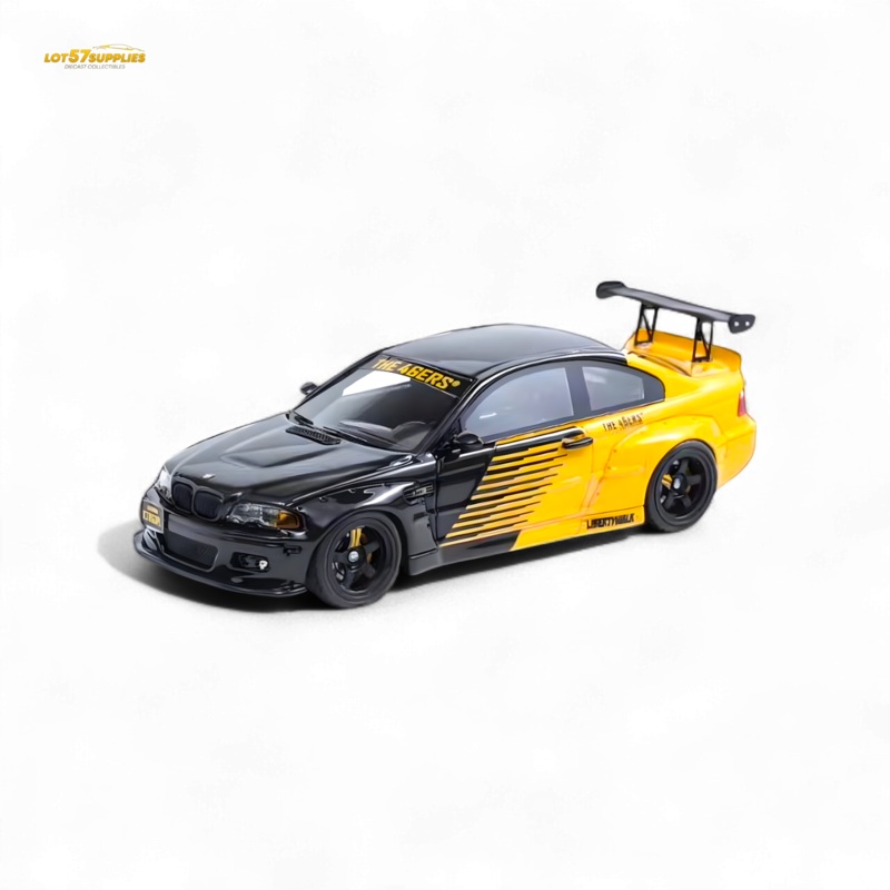 FLAME BMW M3 E46 Widebody Pandem in Black & Yellow Resin 1:64