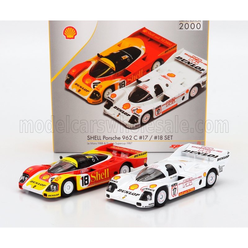 PORSCHE | SET 2X 962C PORSCHE AG TEAM N 18 24h LE MANS 1988 BOB WOLLEK – VERN SCHUPPAN – SAREL VAN DER MERWE + 962C 2.8L TEAM PDK DUNLOP N 17 WINNER SUPERCUP NURBURGRING 1987 HANS JOACHIM STUCK