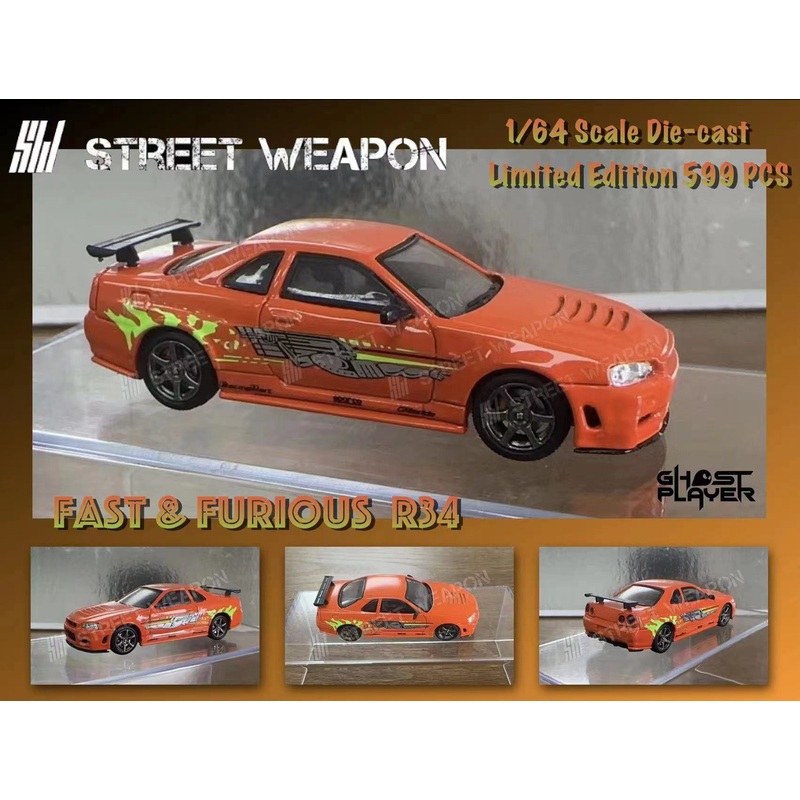 Street Weapon 1:64 Nissan Skyline GT-R R34 Fast and Furious Orange