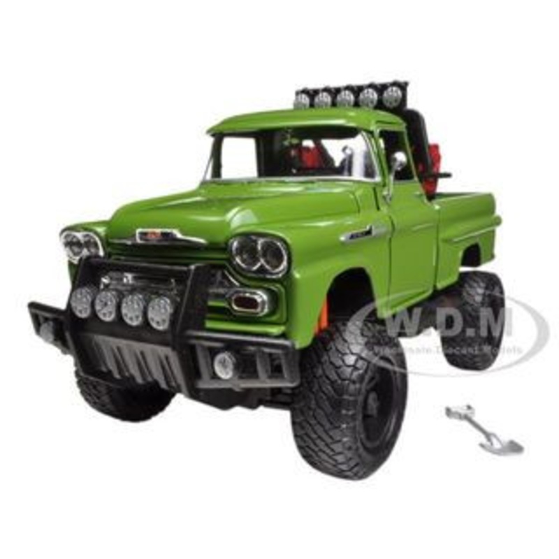 1958 Chevrolet Apache Fleetside Pickup Truck Off Road Green 1/24 Diecast Model by Motormax
