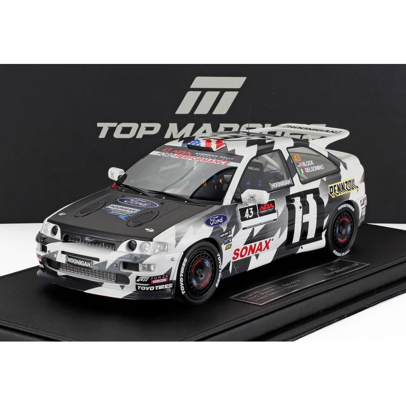 FORD ENGLAND – ESCORT RS COSWORTH N 43 HOONIGAN 3rd RALLY TRAIN OREGON 2018 KEN BLOCK – ALESSANDRO GELSOMINO – BLACK WHITE