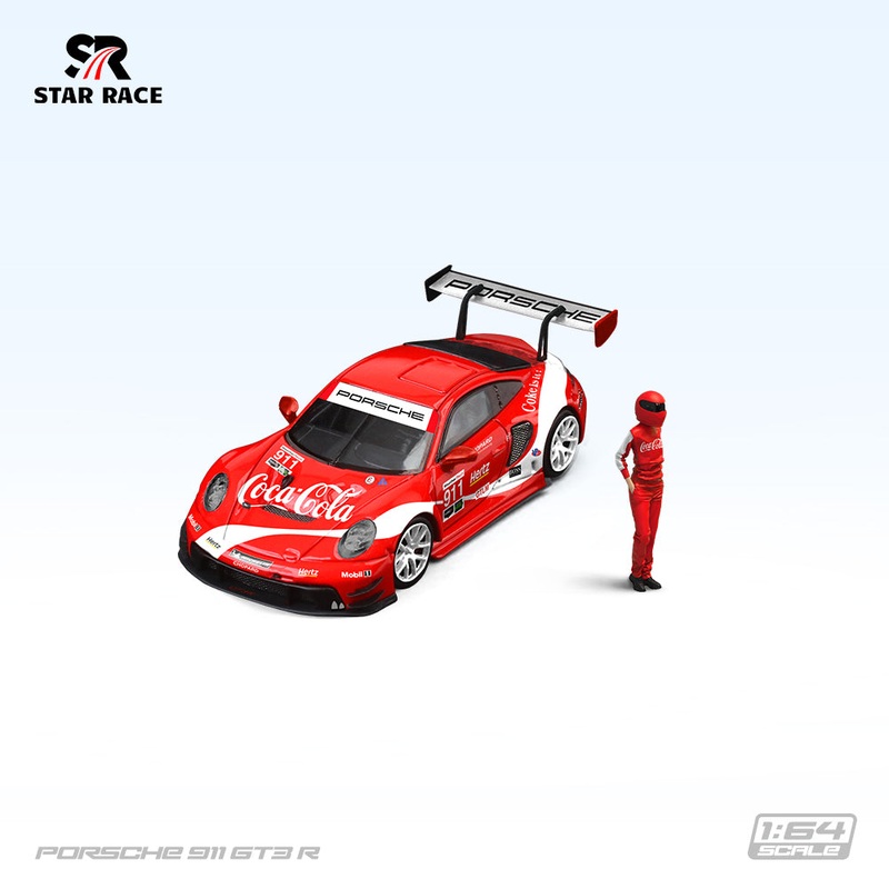 Star Race 1:64 Porsche 911 GT3 Coca Cola Red Edition with Driver Model Figure