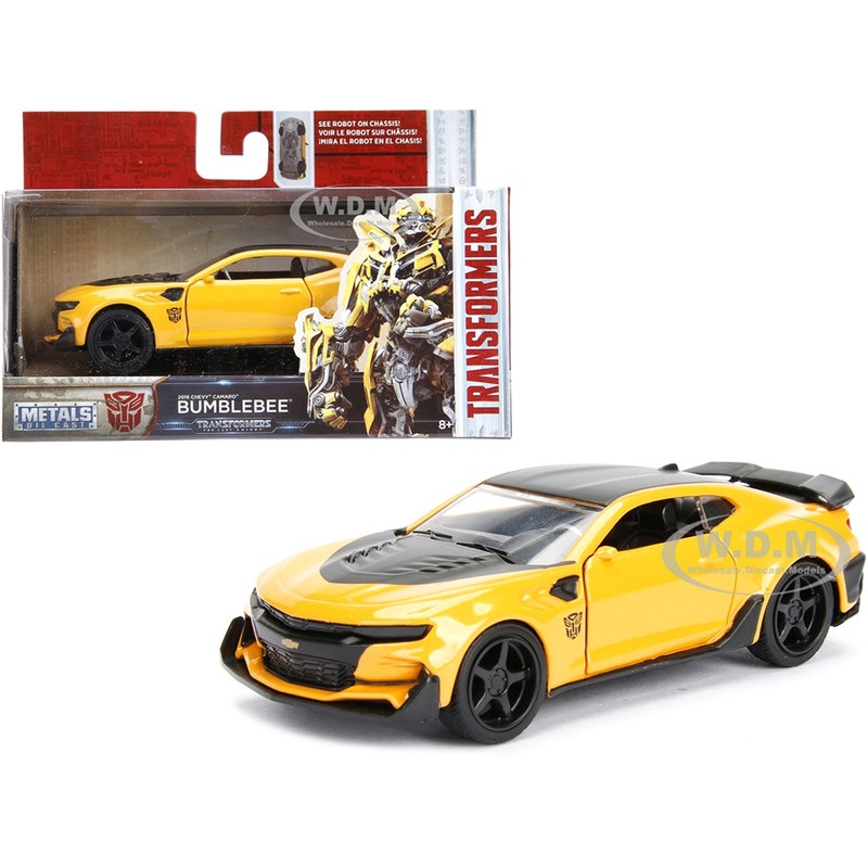 2016 Chevrolet Camaro Yellow Bumblebee with Robot on Chassis Transformers: The Last Knight (2017) Movie 1/32 Diecast Model Car by Jada
