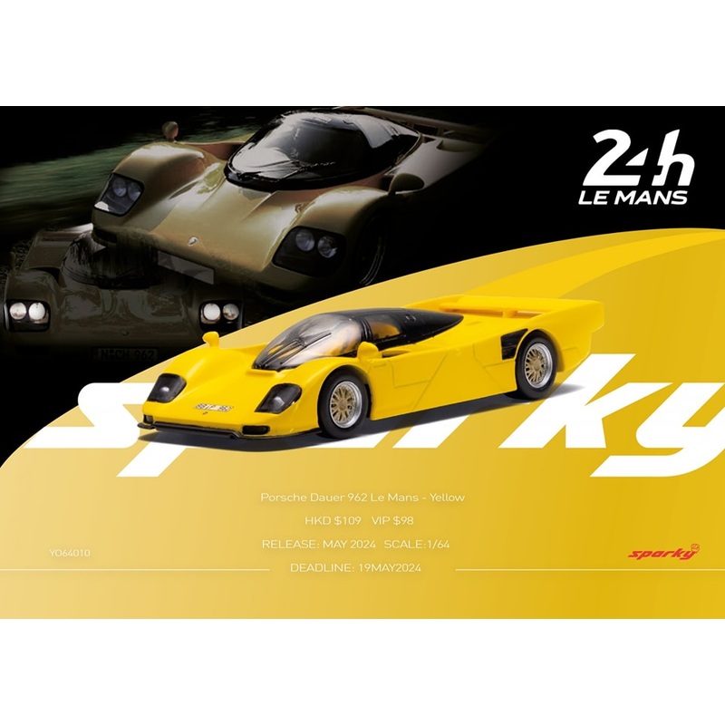 Sparky 1/64 Porsche Dauer 962 Le Mans – yellow