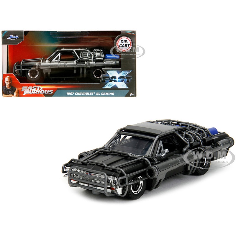 1967 Chevrolet El Camino with Cannons Matt Black Fast X (2023) Movie Fast & Furious Series 1/32 Diecast Model Car by Jada