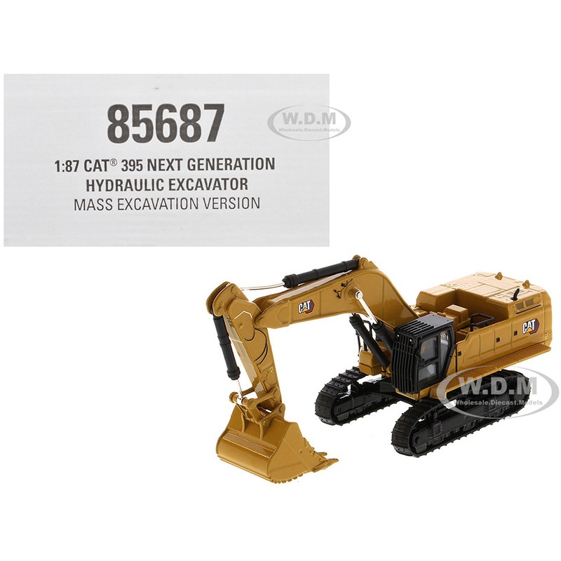 CAT Caterpillar 395 Next-Generation Hydraulic Excavator (Mass Excavation Version) Yellow High Line Series 1/87 (HO) Diecast Model by Diecast Masters