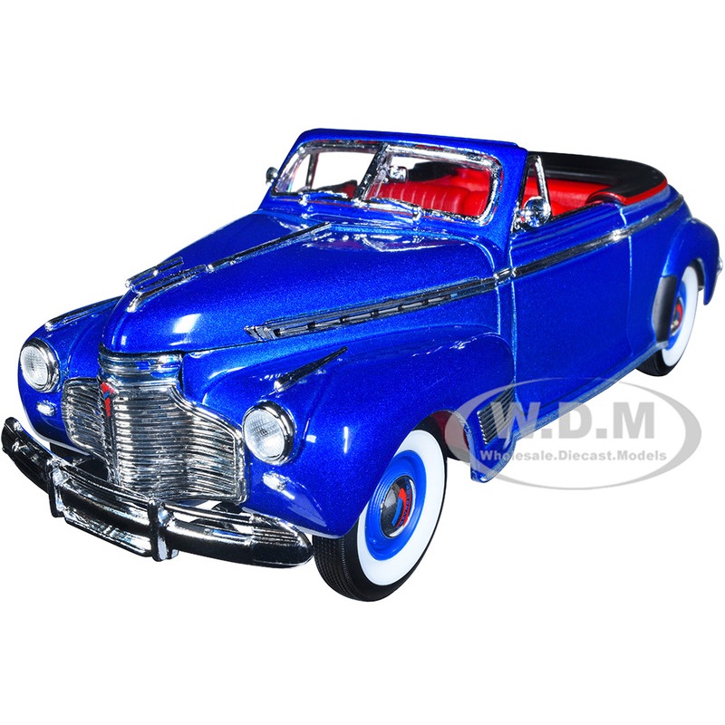 1941 Chevrolet Special Deluxe Convertible Blue Metallic with Red Interior NEX Models 1/24 Diecast Model Car by Welly