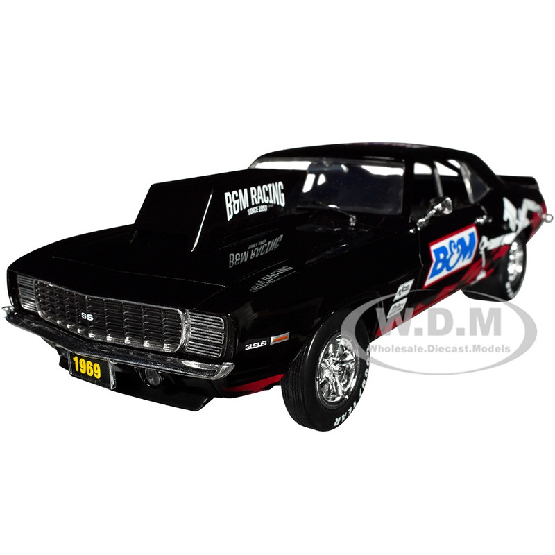 1969 Chevrolet Camaro SS/RS Black B&M Racing Limited Edition to 6650 pieces Worldwide 1/24 Diecast Model Car by M2 Machines