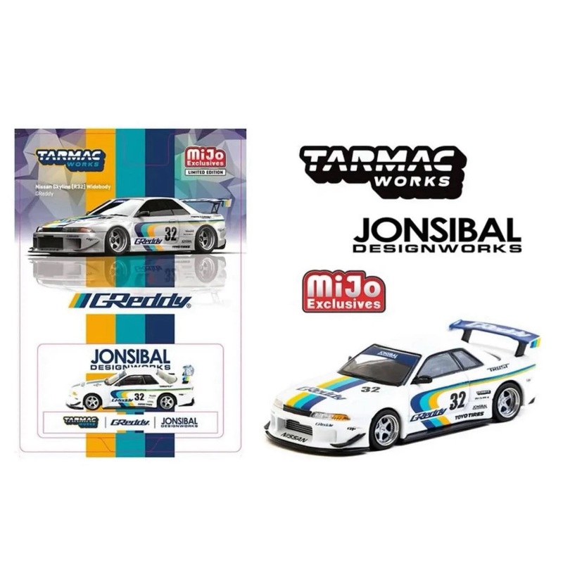 * PRE ORDER * TARMAC WORKS X MIJO  NISSAN SKYLINE GT-R R32 WIDEBODY JONSIBAL DESIGNWORKS GREDDY LIMITED EDITION