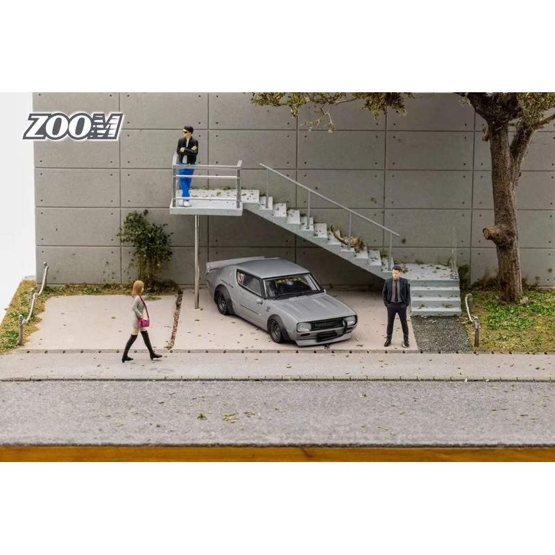 Zoom 1/64 Nissan Skyline 2000GT-R KPGC110 LBWK Liberty Walk Wide Body Grey