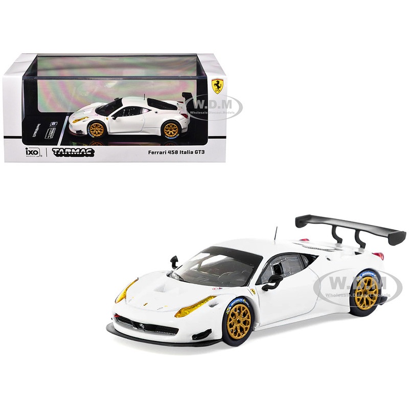 Ferrari 458 Italia GT3 White with Gold Wheels Road64 Series 1/64 Diecast Model Car by Tarmac Works