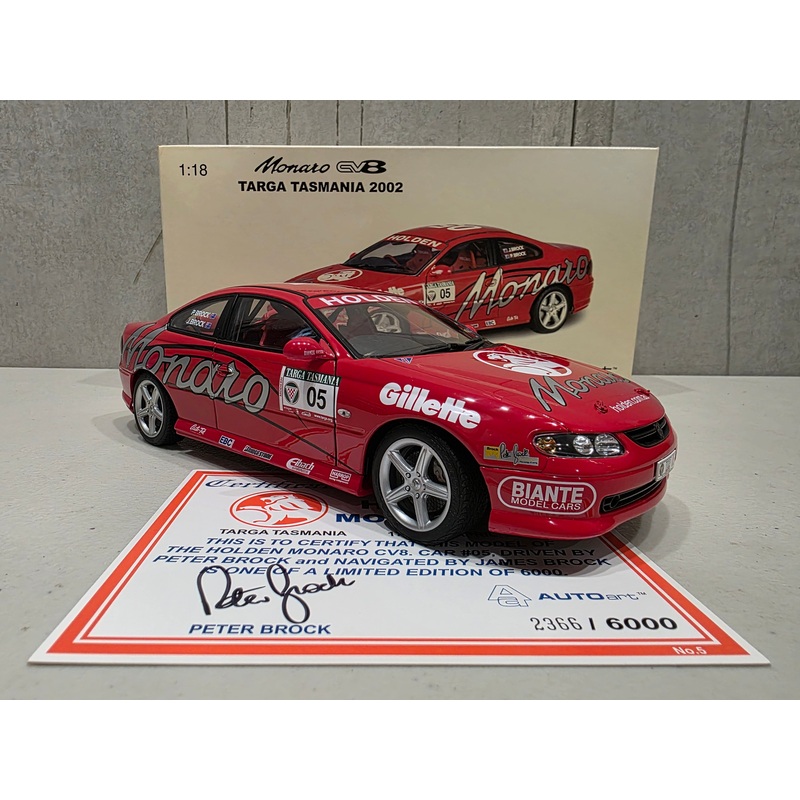 PETER BROCK –  2002 TARGET TASMANIA – CV8 MONARO – 1:18 SCALE DIECAST MODEL  – AUTOart
