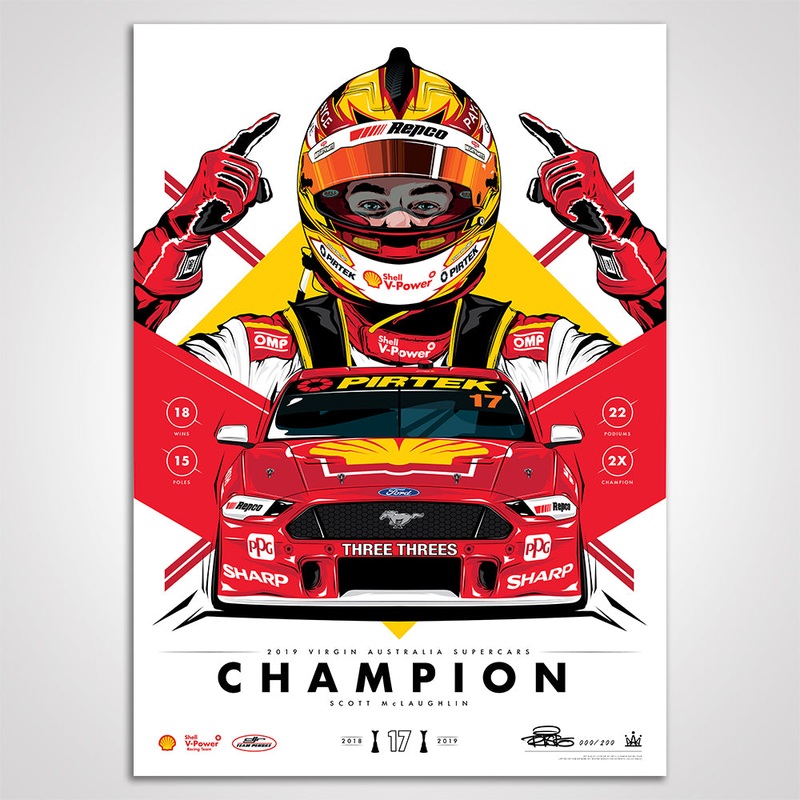 Shell V-Power Racing Team ‘Scott McLaughlin 2019 Champion’ Illustrated Print – Standard Edition