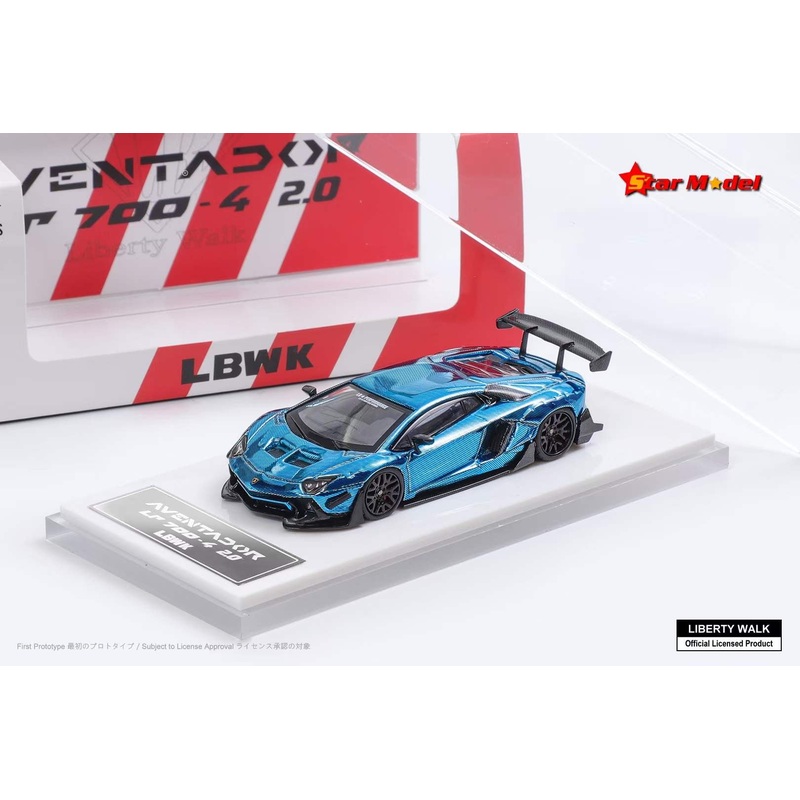 Star Model 1:64 Lamborghini Aventador LP700-4 LBWK 2.0 Official Licensed Chrome Carbon Blue