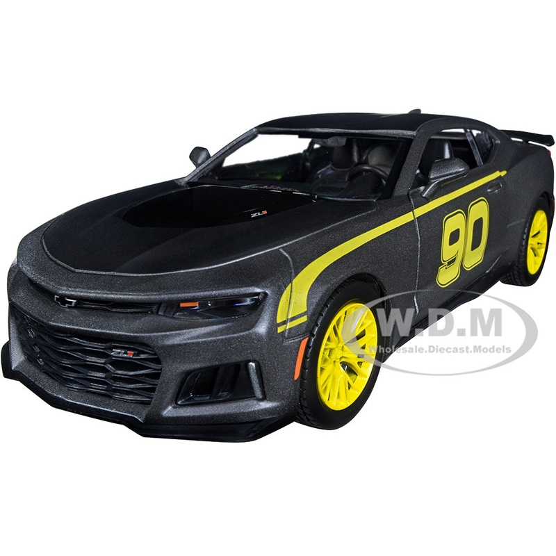 2017 Chevrolet Camaro ZL1 #90 Matt Gray with Yellow Stripes GT Racing Series 1/24 Diecast Model Car by Motormax