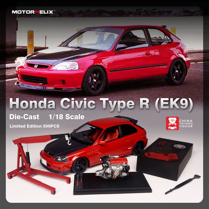 MotorHelix MH 1/18 Honda Civic Type R EK9-120 Red With Spoon SW388  CHINA TOY EXPO EXCLUSIVE