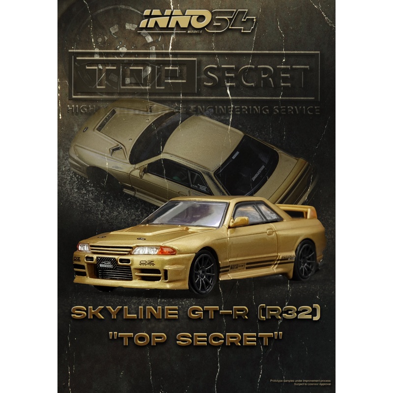 *PREORDER* INNO64 1:64 Nissan Skyline GT-R (BNR32) TOP SECRET in Gold